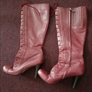 Max Studio Maroon Lace Up Boots